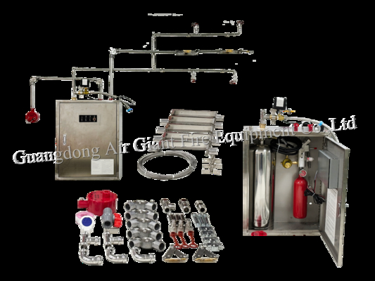 Ένα κύλινδρο αυτόματο σύστημα πυρόσβεσης κουζίνας